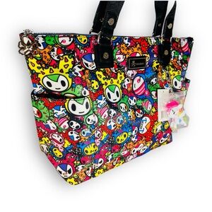 Tokidoki Cactus Friends Tote Shoulder Bag Purse Handbag w/Unicorno Bag Charm NEW